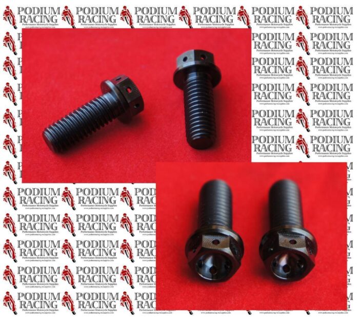 DUCATI BLACK TITANIUM REAR BRAKE CALIPER MOUNT BOLTS SAFETY WIRED STREETFIGHTER