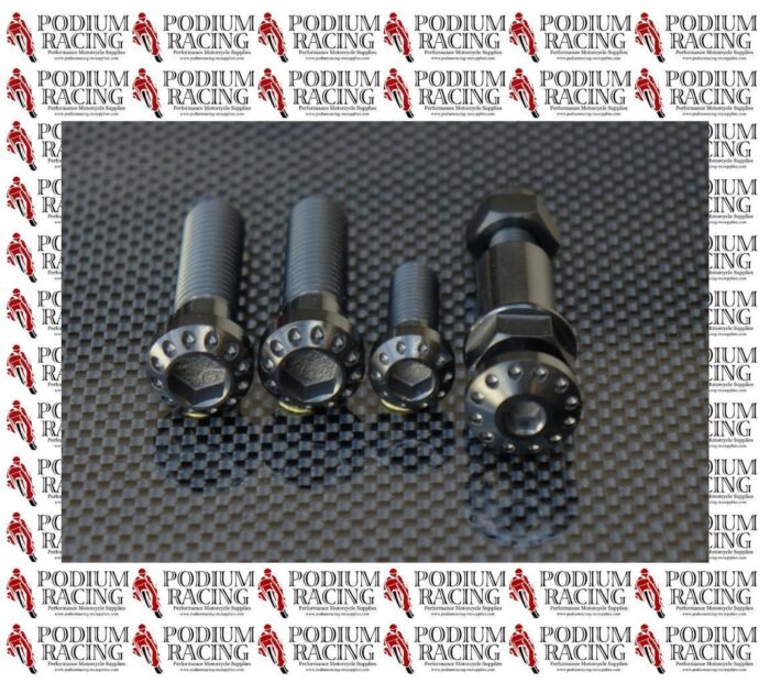 DUCATI DIAVEL BLACK TITANIUM KICK STAND SIDE STAND BOLT SET (4PCS)