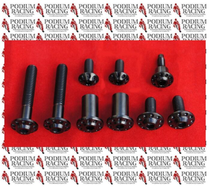 DUCATI PANIGALE 1199 899 BLACK TITANIUM FUEL TANK & KEY GUARD BOLT SET 9 PCS