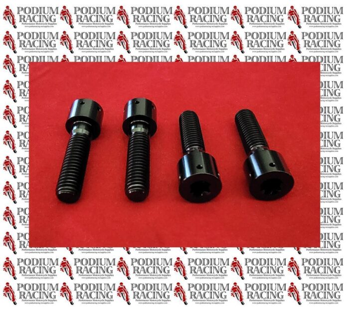 DUCATI PANIGALE V4 BLACK TITANIUM RACE DRILLED FORK PINCH BOLTS SET OF 4 PCS - Image 3