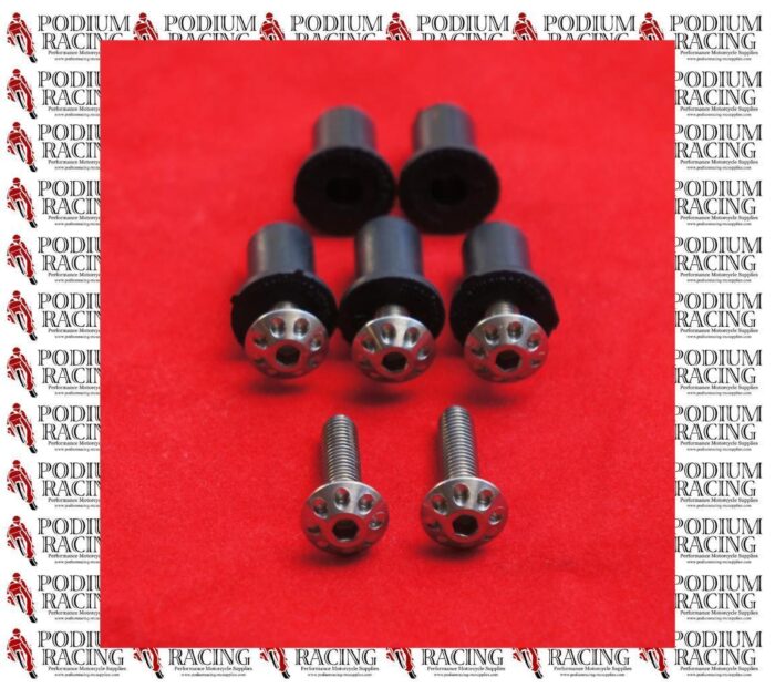 FAIRING OR WINDSCREEN SILVER TITANIUM SCREWS M5x20MM & WELL NUTS UNIVERSAL FIT
