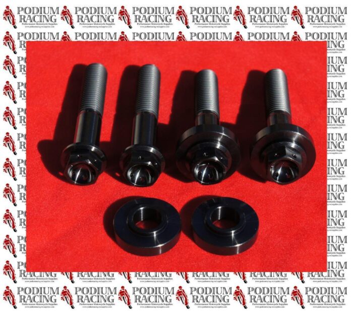 BREMBO HP RADIAL 60mm BLACK TITANIUM FRONT BRAKE CALIPER BOLTS & 5mm SPACERS