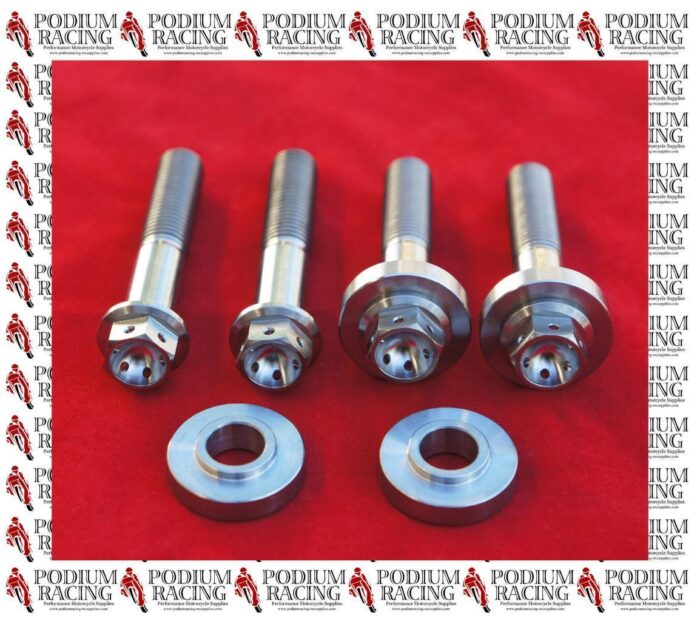 BREMBO HP RADIAL 60mm SILVER TITANIUM FRONT BRAKE CALIPER BOLTS & 5mm SPACERS