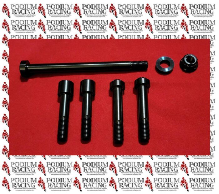 DUCATI 848 1098 BLACK TITANIUM REAR SHOCK MOUNT BOLTS 7 PC KIT 77159388B