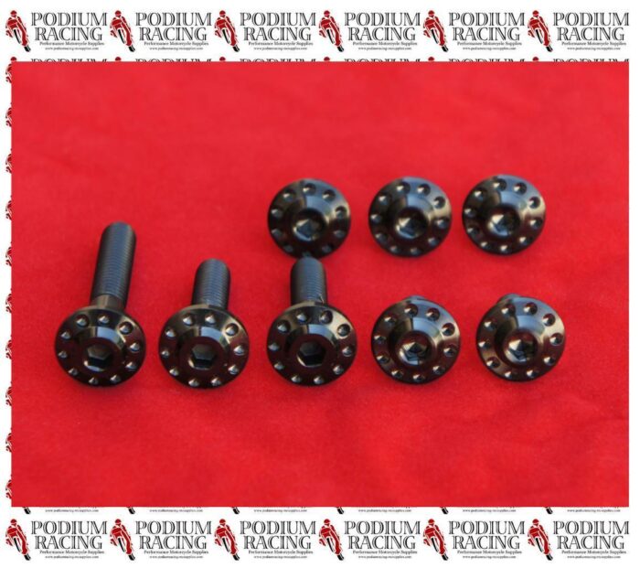 DUCATI DIAVEL BLACK TITANIUM EXHAUST HEAT SHIELD BOLT KIT ALL 3 COVERS (8 PCS)