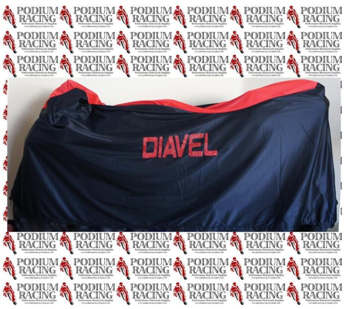 DUCATI DIAVEL INDOOR BIKE COVER CUSTOM FITTED WITH SOFT LINING BLACK & RED TOP
