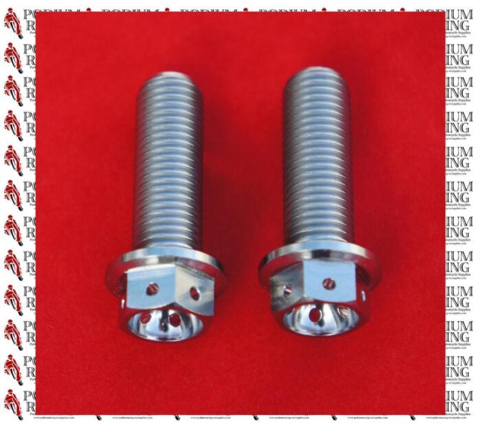 DUCATI DIAVEL SILVER TITANIUM REAR BRAKE CALIPER MOUNT BOLTS SAFETY WIRED