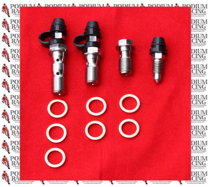 DUCATI SILVER TITANIUM FRONT BRAKE BANJO BOLTS & BLEED NIPPLE SET STREETFIGHTER
