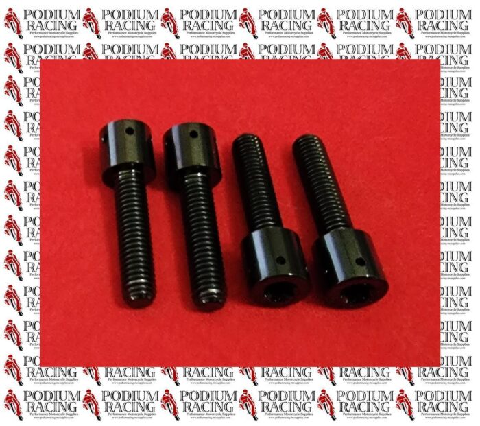 RACE DRILLED BLACK TITANIUM FORK PINCH BOLTS TORX DRIVE M6 x 25mm SET OF 4 PCS