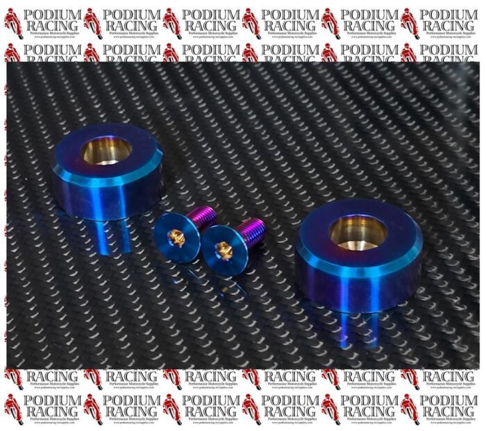 TITANIUM BLUE SKID PUCKS FOR USE WITH FRONT SPLITTER SUPPORT RODS 2 PCS
