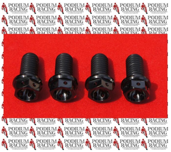 DUCATI BLACK TITANIUM REAR BRAKE DISC DISK MOUNT BOLTS SAFETY WIRED DIAVEL