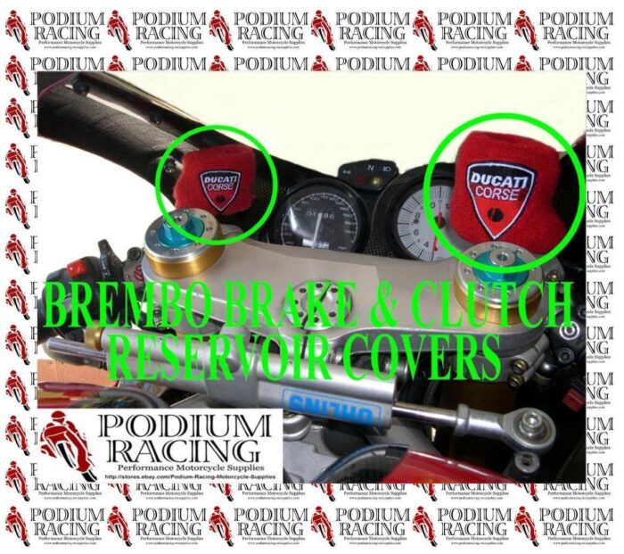 DUCATI BRAKE & RESERVOIR COVERS SOCKS RED SWOOSH LARGE - BRAKE SMALL - CLUTCH - Image 4