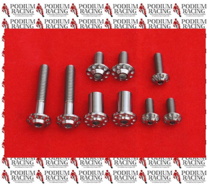 DUCATI PANIGALE 1299 959 SILVER TITANIUM FUEL TANK & KEY GUARD BOLT SET 9 PCS