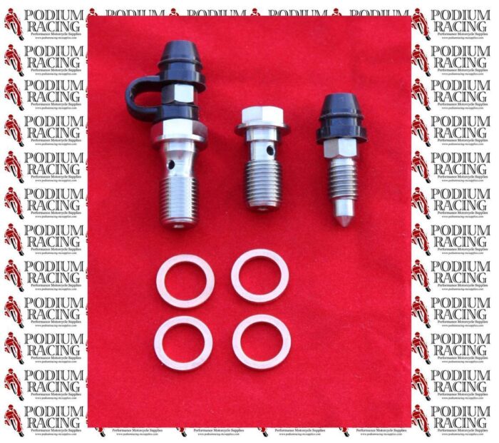 DUCATI SILVER TITANIUM CLUTCH BANJO BOLTS & BLEED NIPPLE SET 749 999