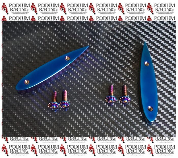 UNIVERSAL FIT BLUE TITANIUM SKID PUCKS PROTECTION FOR ANY FRONT SPLITTER (2 PCS)