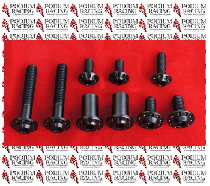 DUCATI PANIGALE 1299 959 BLACK TITANIUM FUEL TANK & KEY GUARD BOLT SET 9 PCS
