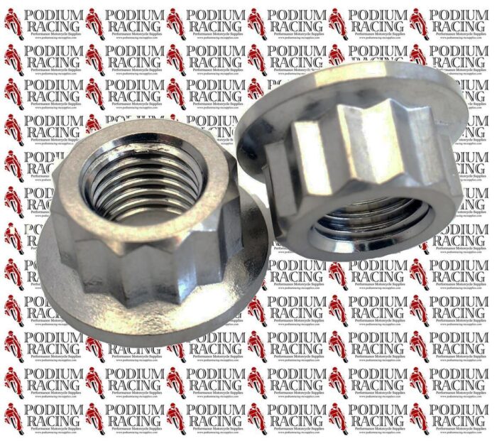TITANIUM SILVER M10 x 1.00mm 12 POINT BI-HEX LOW PROFILE SPROCKET NUT