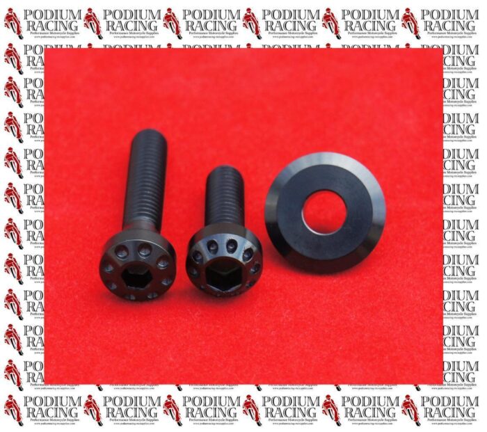 DUCATI 1199 899 PANIGALE BLACK TITANIUM STEERING DAMPER BOLT SET OF 3PCS