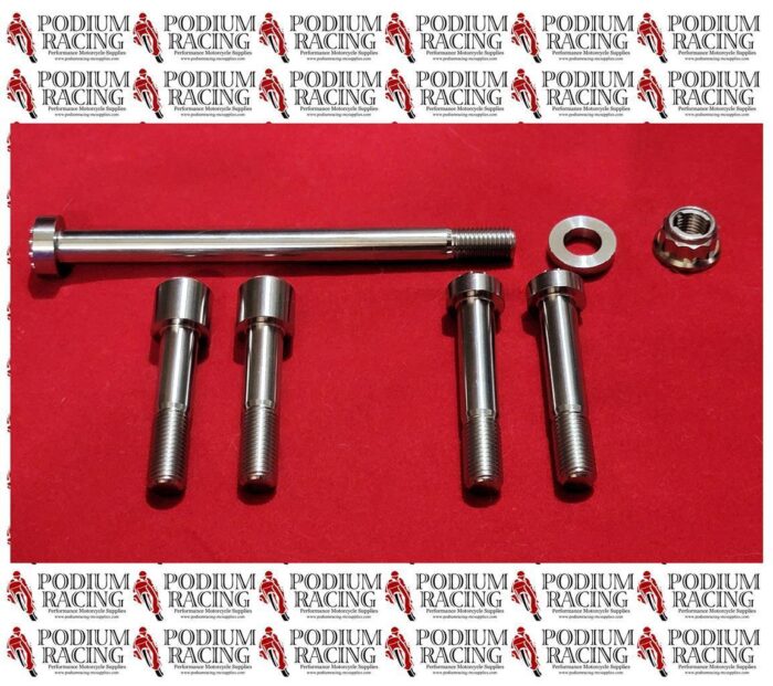 DUCATI 848 1098 SILVER TITANIUM REAR SHOCK MOUNT BOLTS 7 PC KIT 77159388B