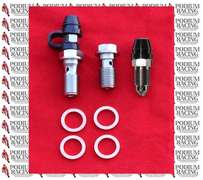 DUCATI SILVER TITANIUM REAR BRAKE BANJO BOLTS & BLEED NIPPLE SET SPORT TOURING
