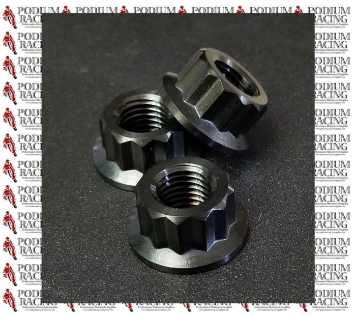 TITANIUM SPROCKET NUT BLACK LOW PROFILE M10 1.25MM YAMAHA HONDA SUZUKI KAWASAKI