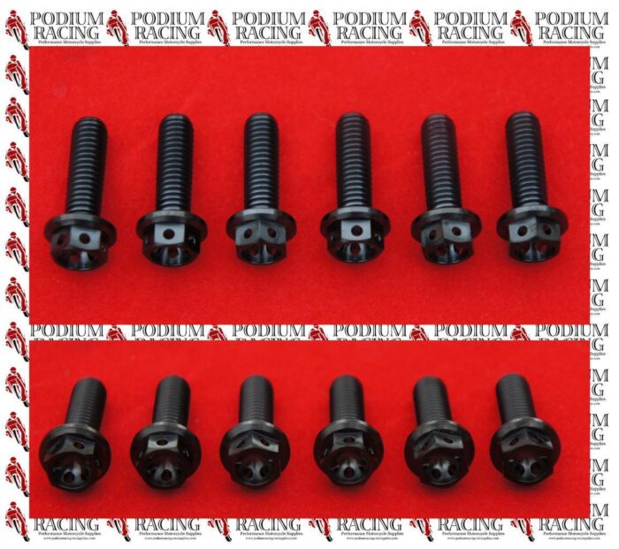 DUCATI 1199 899 PANIGALE RACE DRILLED CLUTCH COVER BOLTS IN BLACK TITANIUM