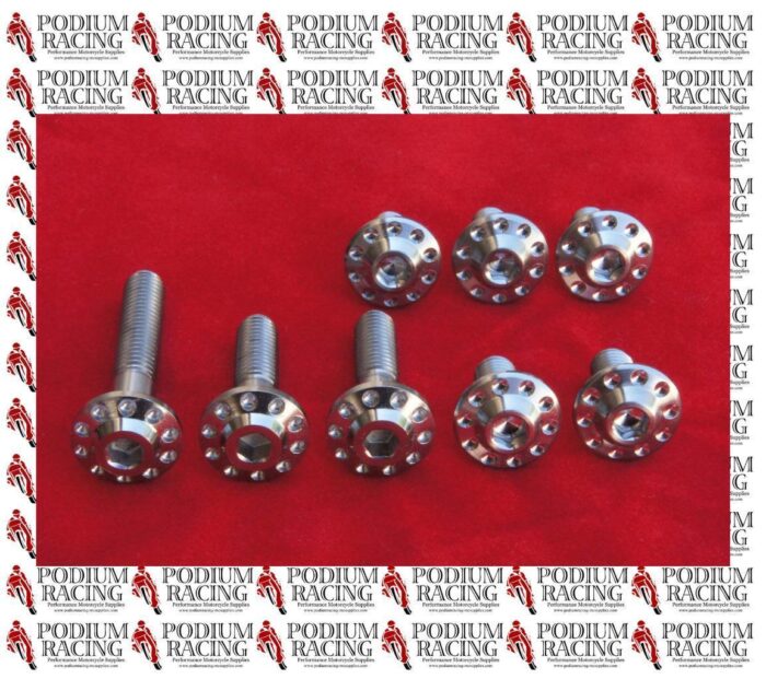 DUCATI DIAVEL SILVER TITANIUM EXHAUST HEAT SHIELD BOLT KIT ALL 3 COVERS (8 PCS)
