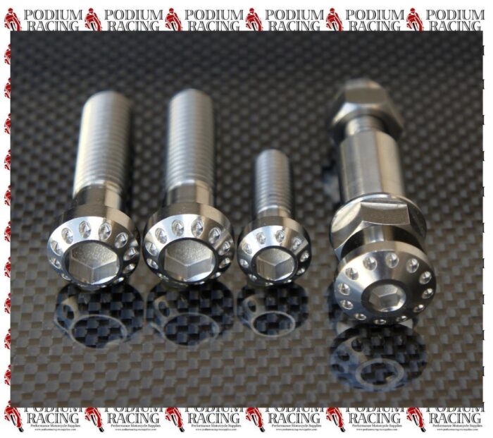 DUCATI DIAVEL SILVER TITANIUM KICK STAND SIDE STAND BOLT SET (4PCS)