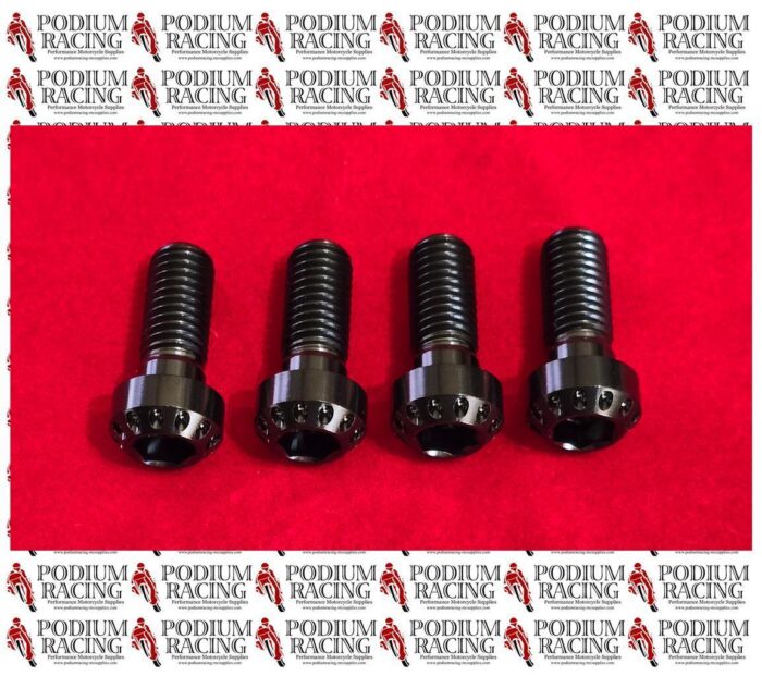 DUCATI PRE 2004 MONSTER BLACK DIMPLED TITANIUM FRONT CALIPER BOLTS SET OF 4