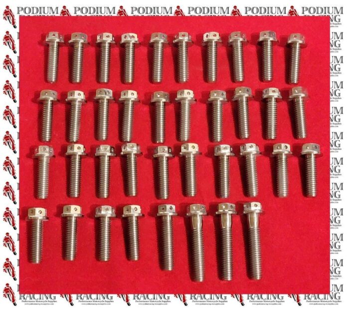 DUCATI V4 V4S PANIGALE SILVER TITANIUM RACE HEX ENGINE COVER BOLT KIT (38 PCS)
