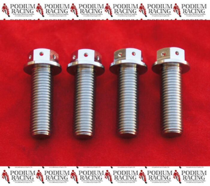 FRONT CALIPER BOLTS SILVER TITANIUM M10X30 DRILLED HEAD YAMAHA R6 R1 4 PCS