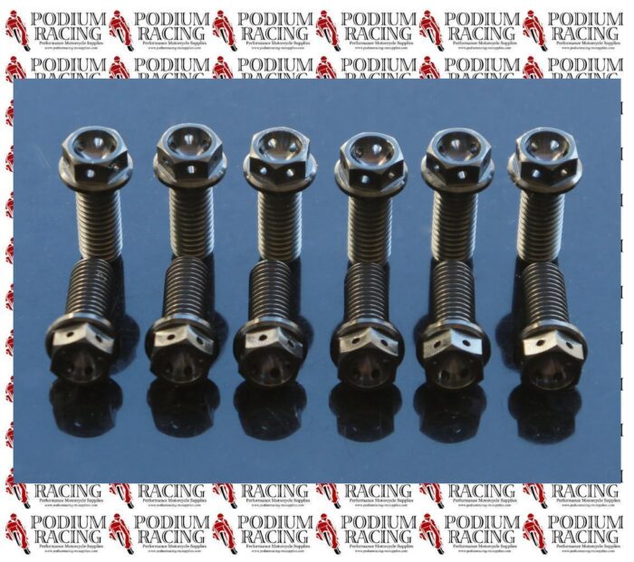 RACE DRILLED DUCATI BLACK TITANIUM FRONT DISC BOLTS (12 PCS)  MONSTER S4 S4R