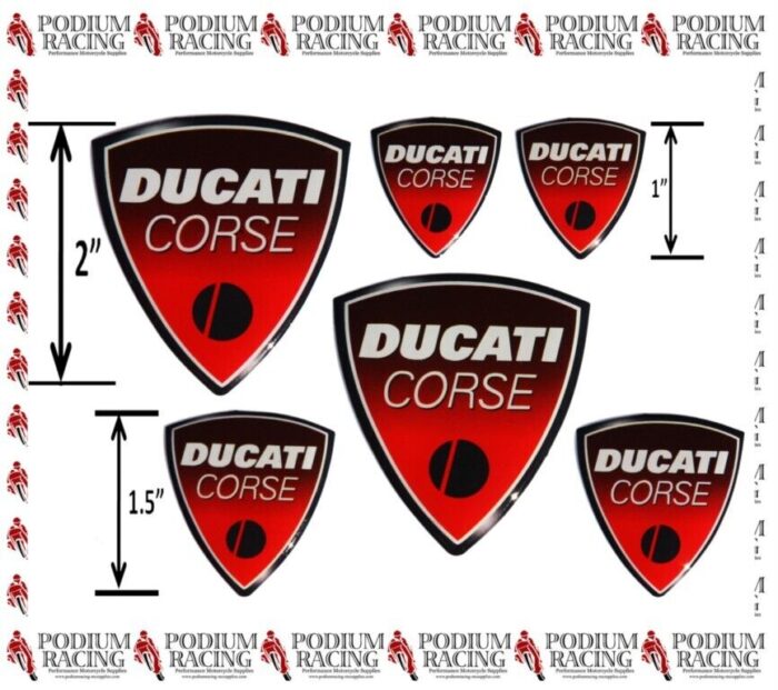DUCATI DECALS CORSE RED DESIGN 3D GEL DOME