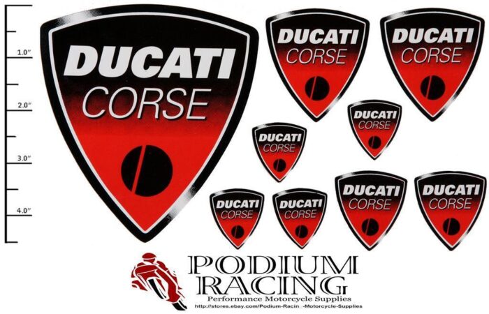 DUCATI DECALS RED CORSE DESIGN VINYL SET OF 9