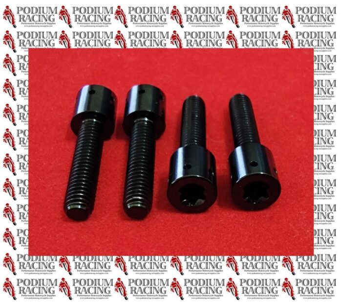 DUCATI PANIGALE 959 1299 BLACK TITANIUM RACE DRILLED FORK PINCH BOLTS 4 PCS - Image 3