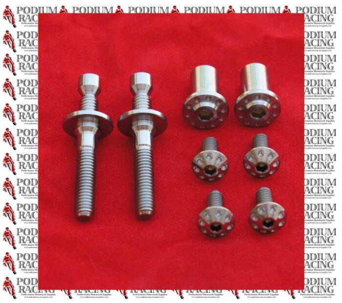 DUCATI PANIGALE V4 SILVER TITANIUM FUEL FAIRING TANK & KEY GUARD BOLT SET 8 PCS