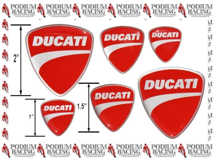 DUCATI DECALS SWOOSH DESIGN 3D GEL DOME STICKER