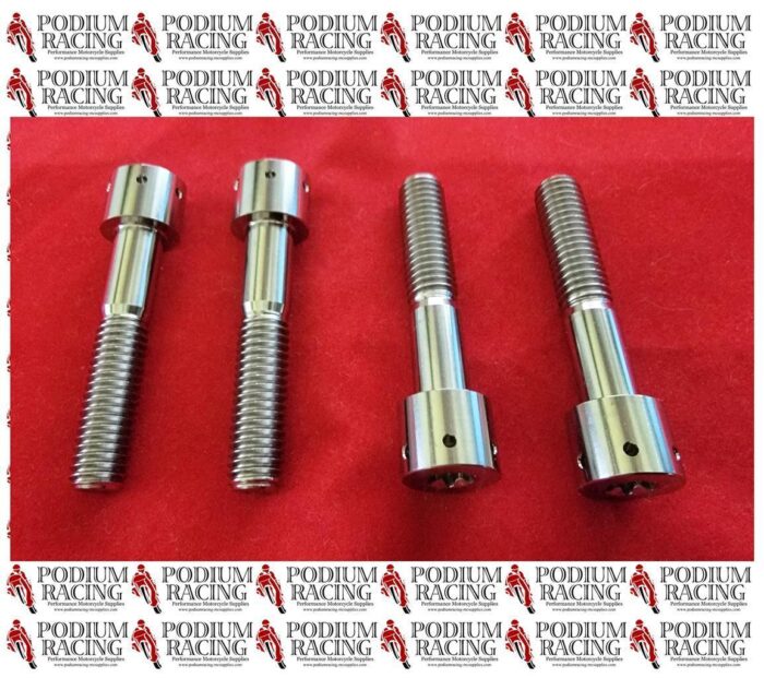 DUCATI KAWASAKI ZX10R ZX6R SILVER TITANIUM RACE DRILLED FORK PINCH BOLTS 4 PCS - Image 3