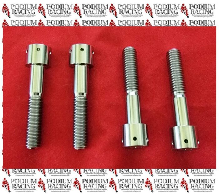 DUCATI KAWASAKI ZX10R ZX6R SILVER TITANIUM RACE DRILLED FORK PINCH BOLTS 4 PCS