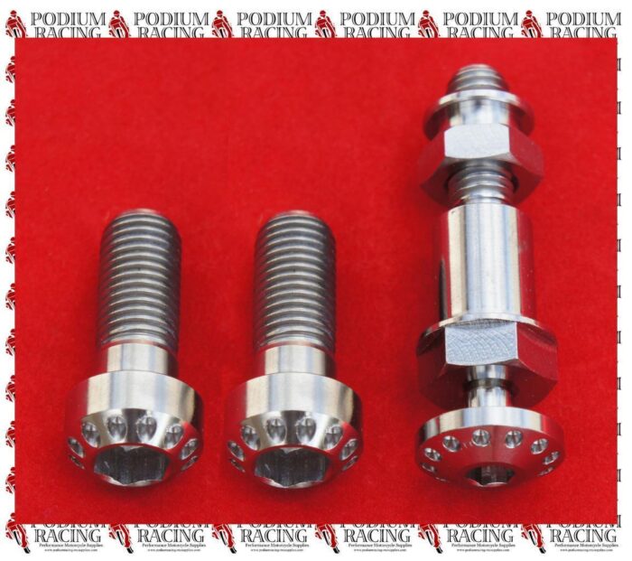 DUCATI MONSTER SILVER TITANIUM KICK SIDE STAND PIVOT & FRAME BOLT SET 821 1200