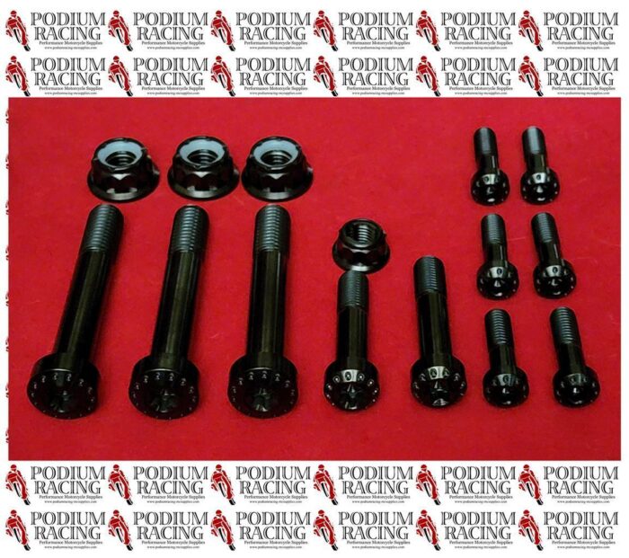 DUCATI PANIGALE V4 BLACK TITANIUM REAR SHOCK MOUNT BOLTS 15 PC KIT 7725202BG