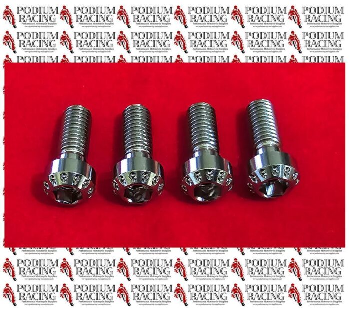 DUCATI PRE 2004 MONSTER SILVER DIMPLED TITANIUM FRONT CALIPER BOLTS SET OF 4 PCS