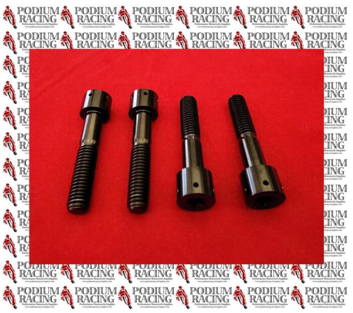 DUCATI KAWASAKI ZX10R ZX6R BLACK TITANIUM RACE DRILLED FORK PINCH BOLTS 4 PCS - Image 3