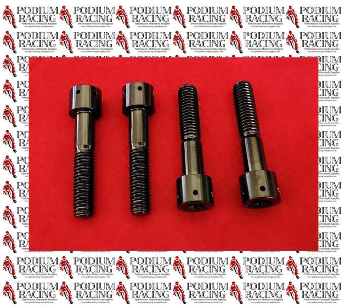 DUCATI KAWASAKI ZX10R ZX6R BLACK TITANIUM RACE DRILLED FORK PINCH BOLTS 4 PCS