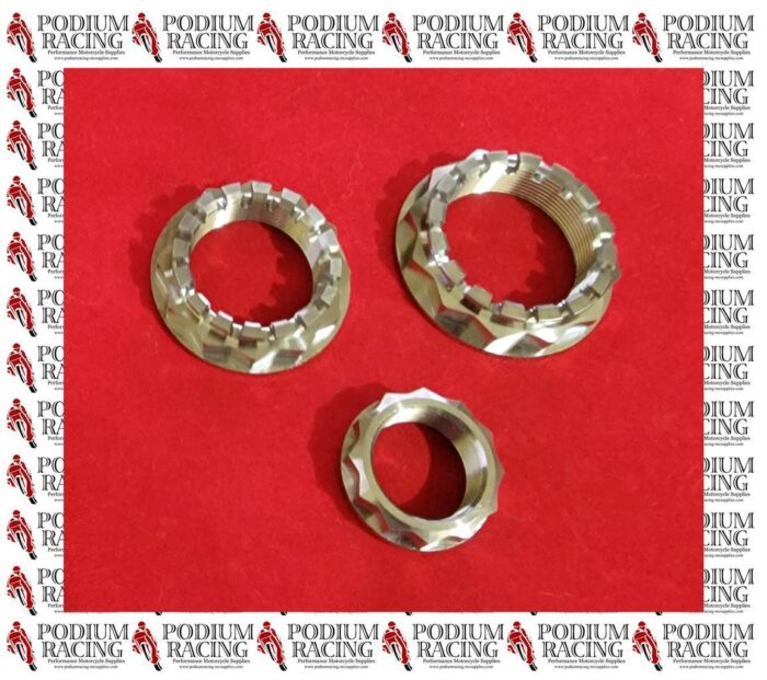 DUCATI MONSTER 796 1100 TITANIUM SILVER WHEEL AXLE NUT 3 PCS SET 12 POINT BI-HEX - Image 3