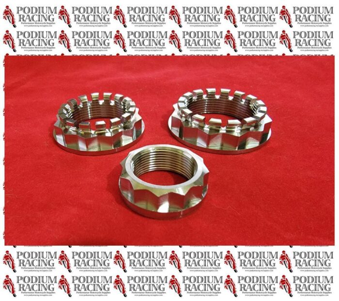 DUCATI MONSTER 796 1100 TITANIUM SILVER WHEEL AXLE NUT 3 PCS SET 12 POINT BI-HEX