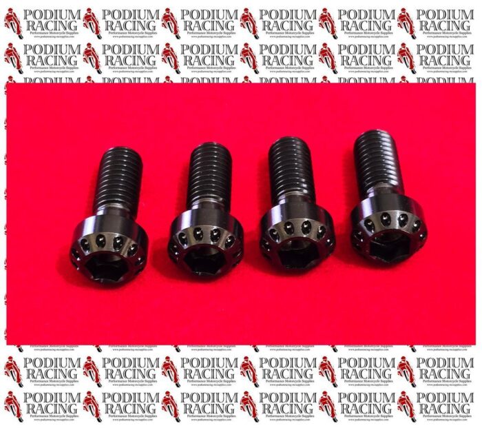 DUCATI PRE 2004 SUPER SPORT BLACK DIMPLED TITANIUM FRONT CALIPER BOLTS SET OF 4 - Image 3