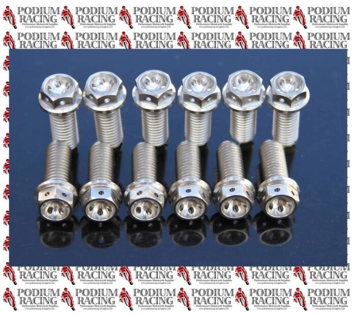 RACE DRILLED DUCATI SILVER TITANIUM FRONT DISC BOLTS (SET OF 12)  748 916 996