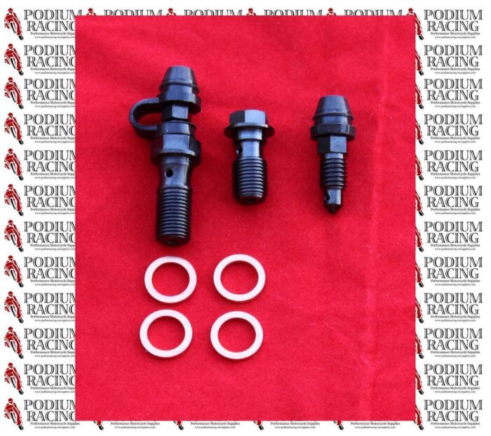 DUCATI BLACK TITANIUM CLUTCH BANJO BOLTS & BLEED NIPPLE SET MULTISTRADA