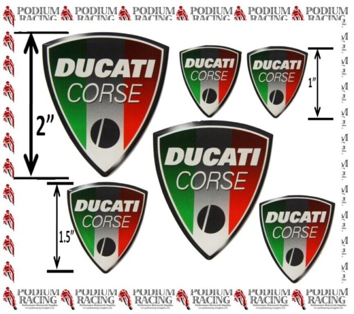DUCATI DECALS ITALIAN FLAG DESIGN 3D GEL DOME